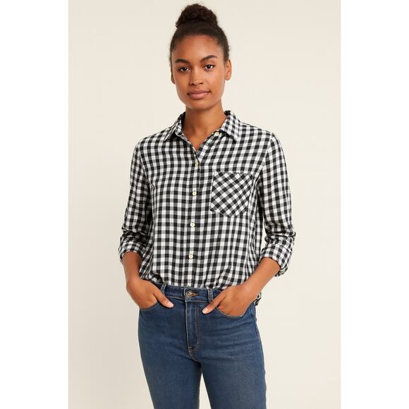 Old Navy Classic Shirt Women’s Medium Black & White Gingham Button Down - Picture 1 of 4